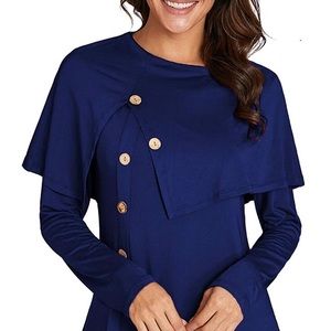 NWT Cowl Neck Long Sleeve Shirt Tunic with Buttons